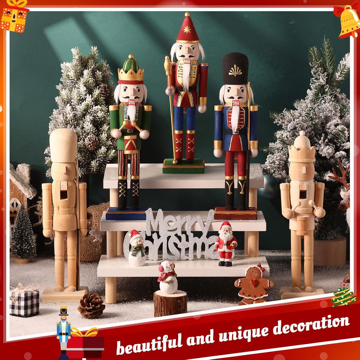 Set de 6 Cascanueces de Madera Sin Terminar 30 cm DIY Navidad