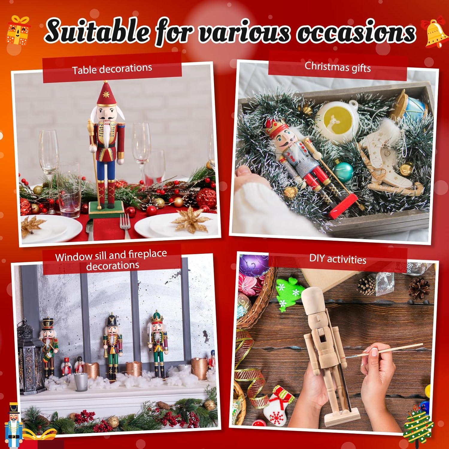 Set de 6 Cascanueces de Madera Sin Terminar 30 cm DIY Navidad