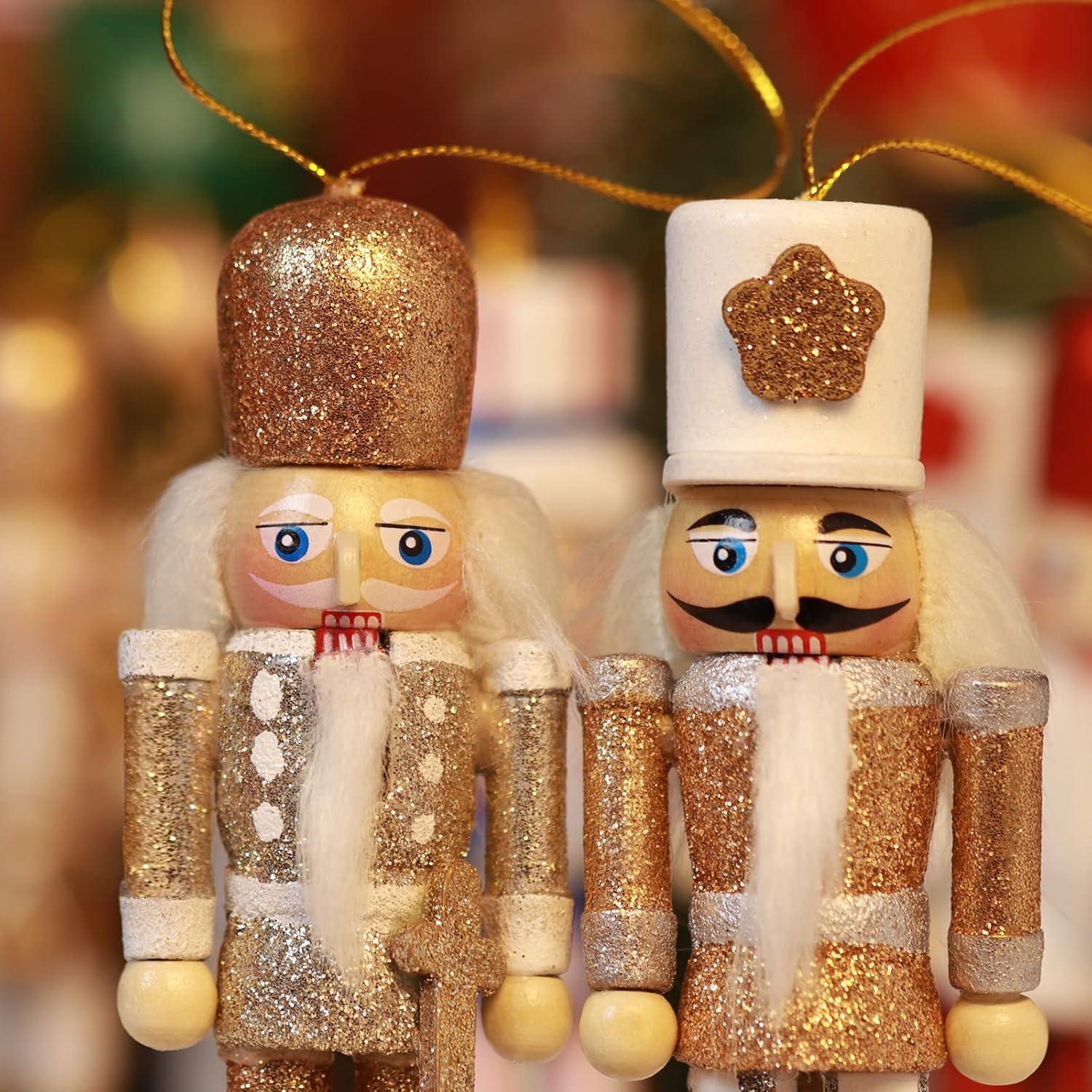 Juego de 5 Adornos Cascanueces Dorados Jolik - 14 cm