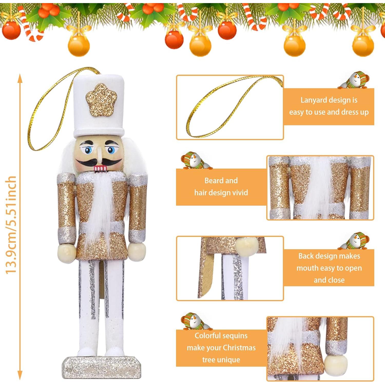 Juego de 5 Adornos Cascanueces Dorados Jolik - 14 cm