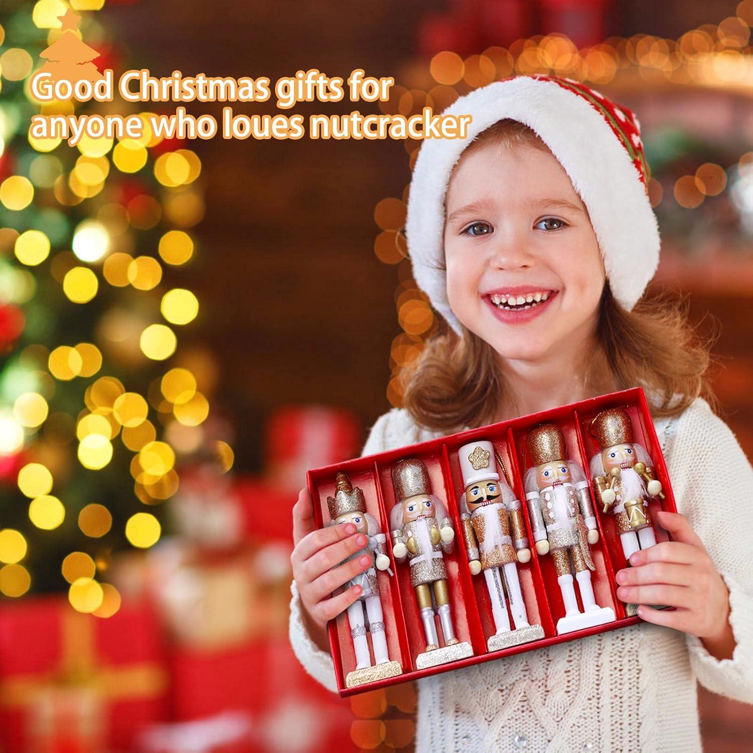 Juego de 5 Adornos Cascanueces Dorados Jolik - 14 cm