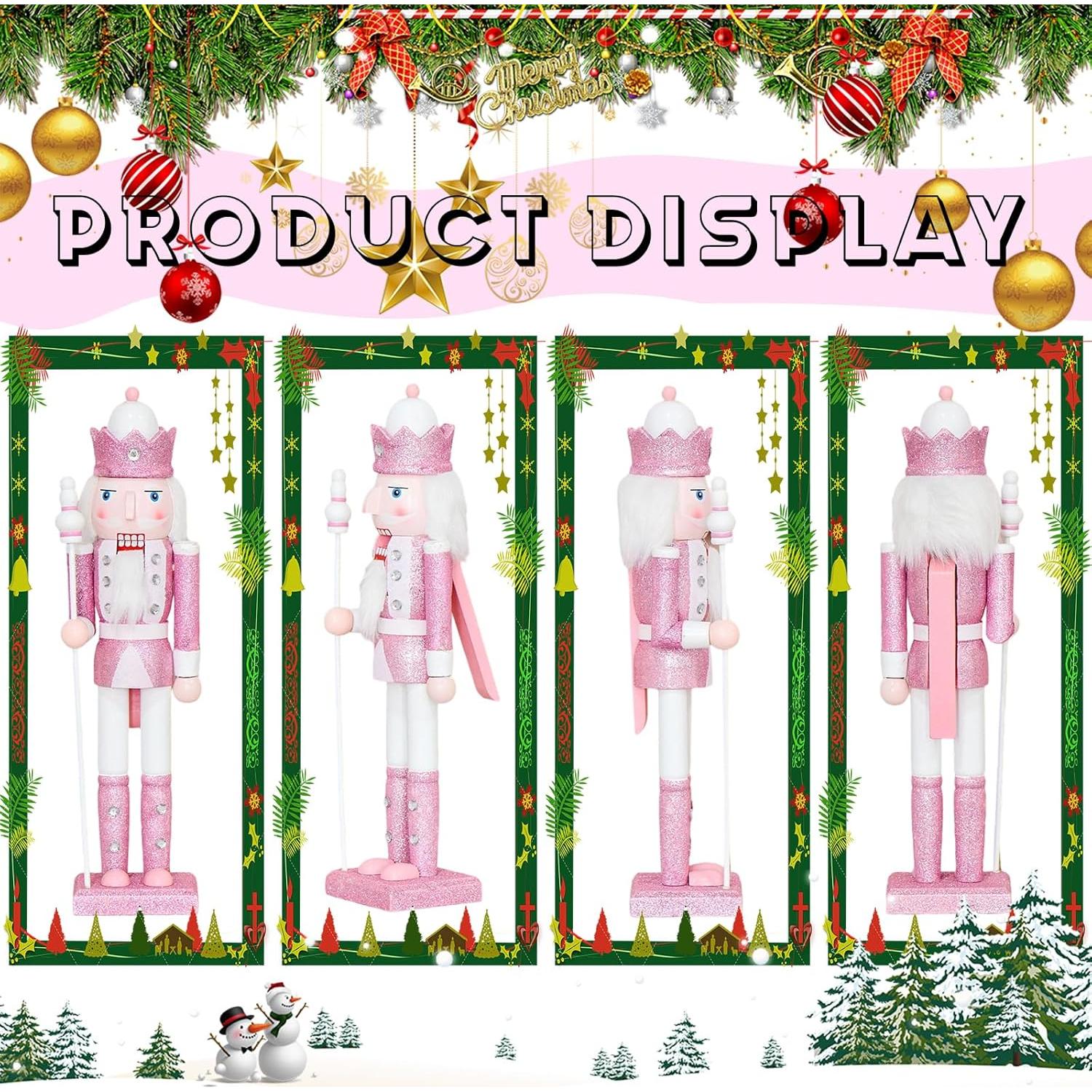 Adorno Navideño Cascanueces Rosa 30.48 cm Madera CynynYxy