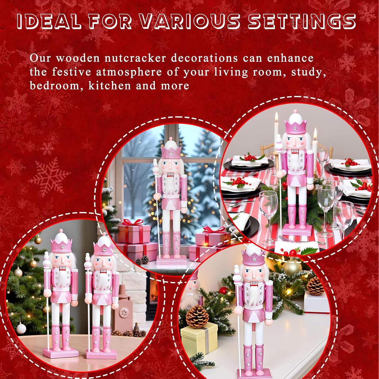 Adorno Navideño Cascanueces Rosa 30.48 cm Madera CynynYxy