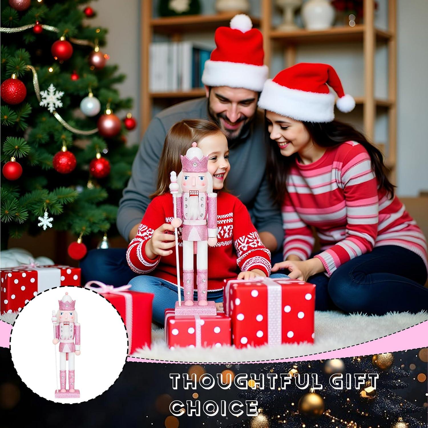 Adorno Navideño Cascanueces Rosa 30.48 cm Madera CynynYxy