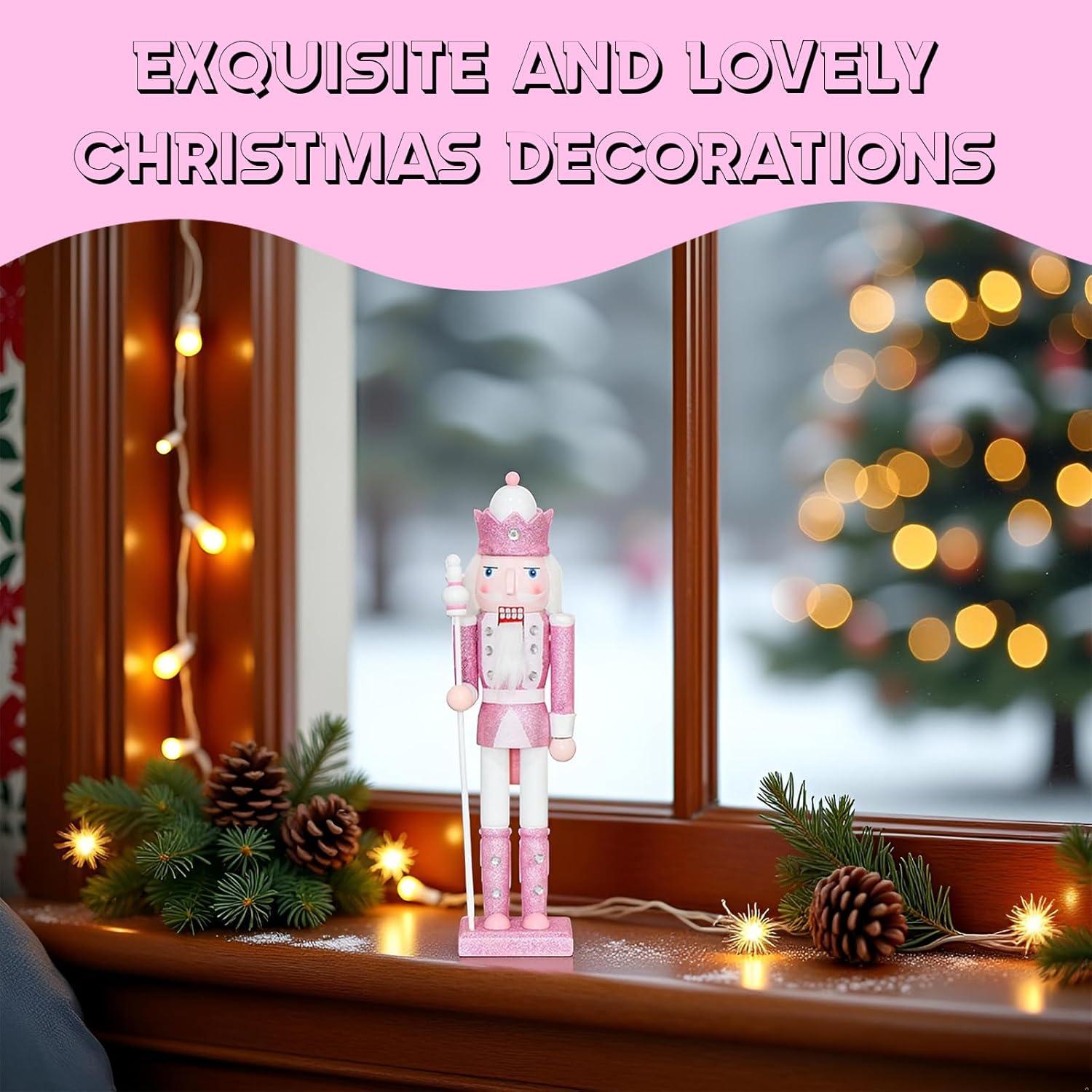 Adorno Navideño Cascanueces Rosa 30.48 cm Madera CynynYxy