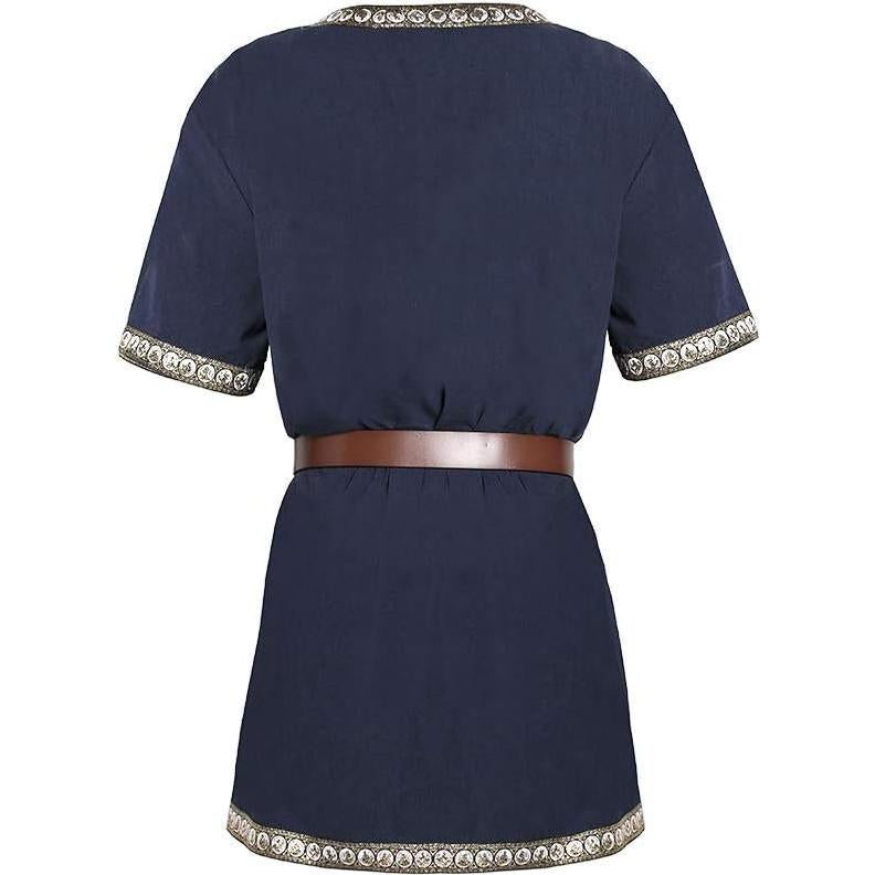 Túnica Medieval Escocesa Renacentista Hombre LARP Azul Marino