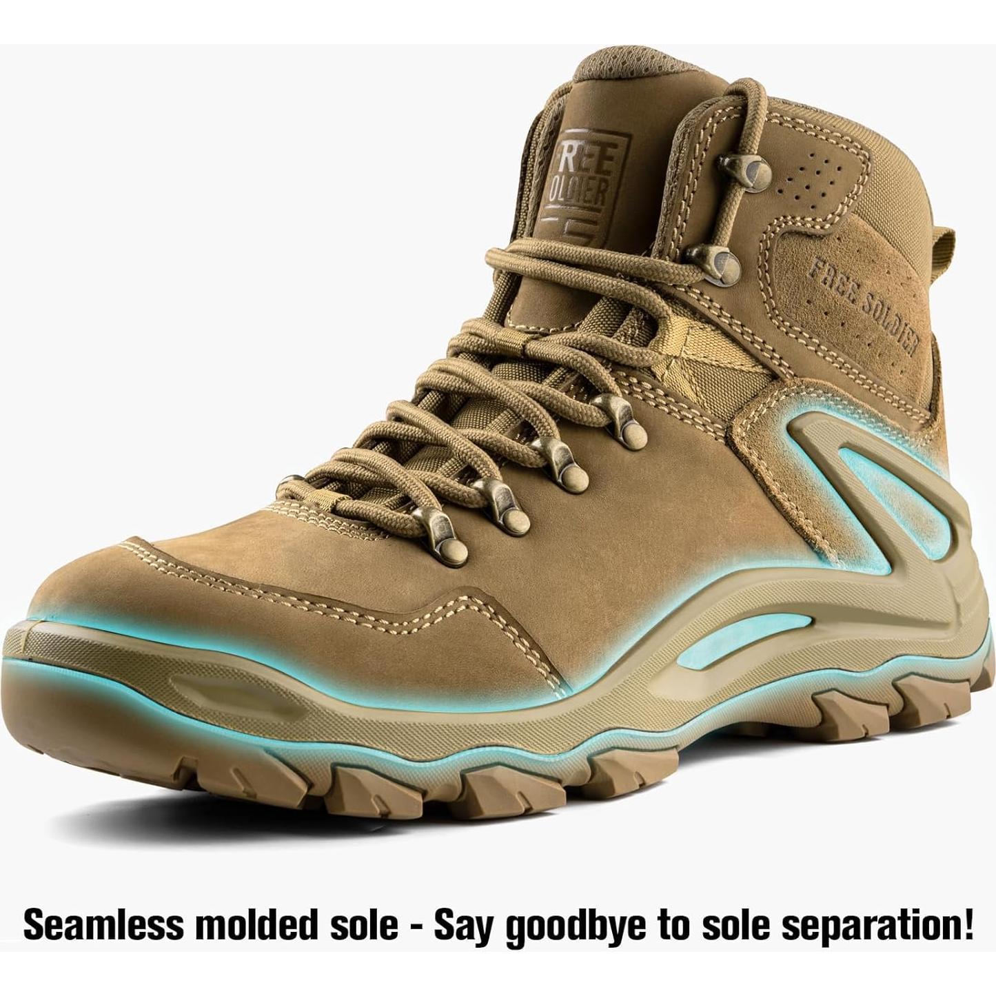 Botas Tácticas Impermeables Free Soldier para Hiking 11 Marrón