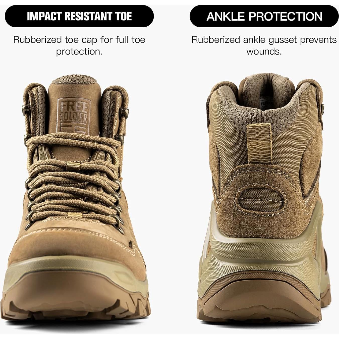 Botas Tácticas Impermeables Free Soldier para Hiking 11 Marrón