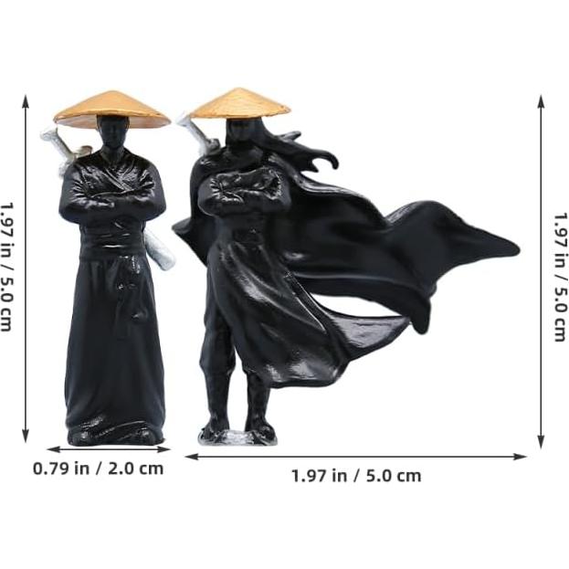 Figuras Ninja Miniatura Homoyoyo - Estatuas de Jardín Zen 2 Pcs