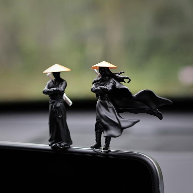 Figuras Ninja Miniatura Homoyoyo - Estatuas de Jardín Zen 2 Pcs
