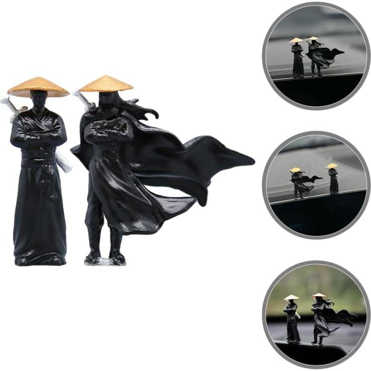 Figuras Ninja Miniatura Homoyoyo - Estatuas de Jardín Zen 2 Pcs