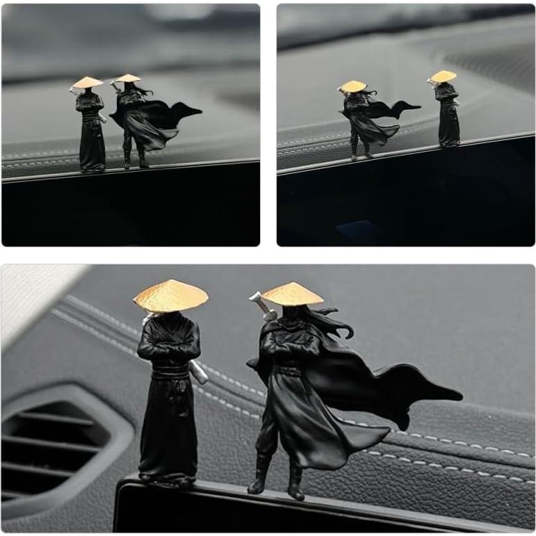 Figuras Ninja Miniatura Homoyoyo - Estatuas de Jardín Zen 2 Pcs