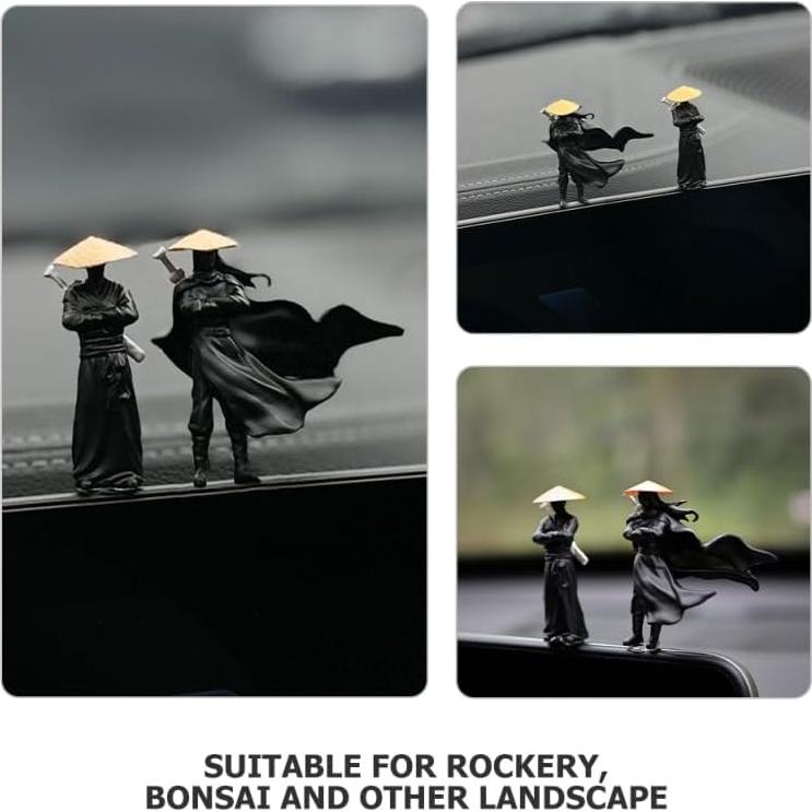 Figuras Ninja Miniatura Homoyoyo - Estatuas de Jardín Zen 2 Pcs