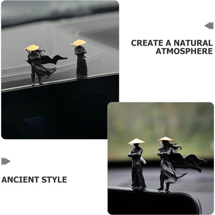 Figuras Ninja Miniatura Homoyoyo - Estatuas de Jardín Zen 2 Pcs