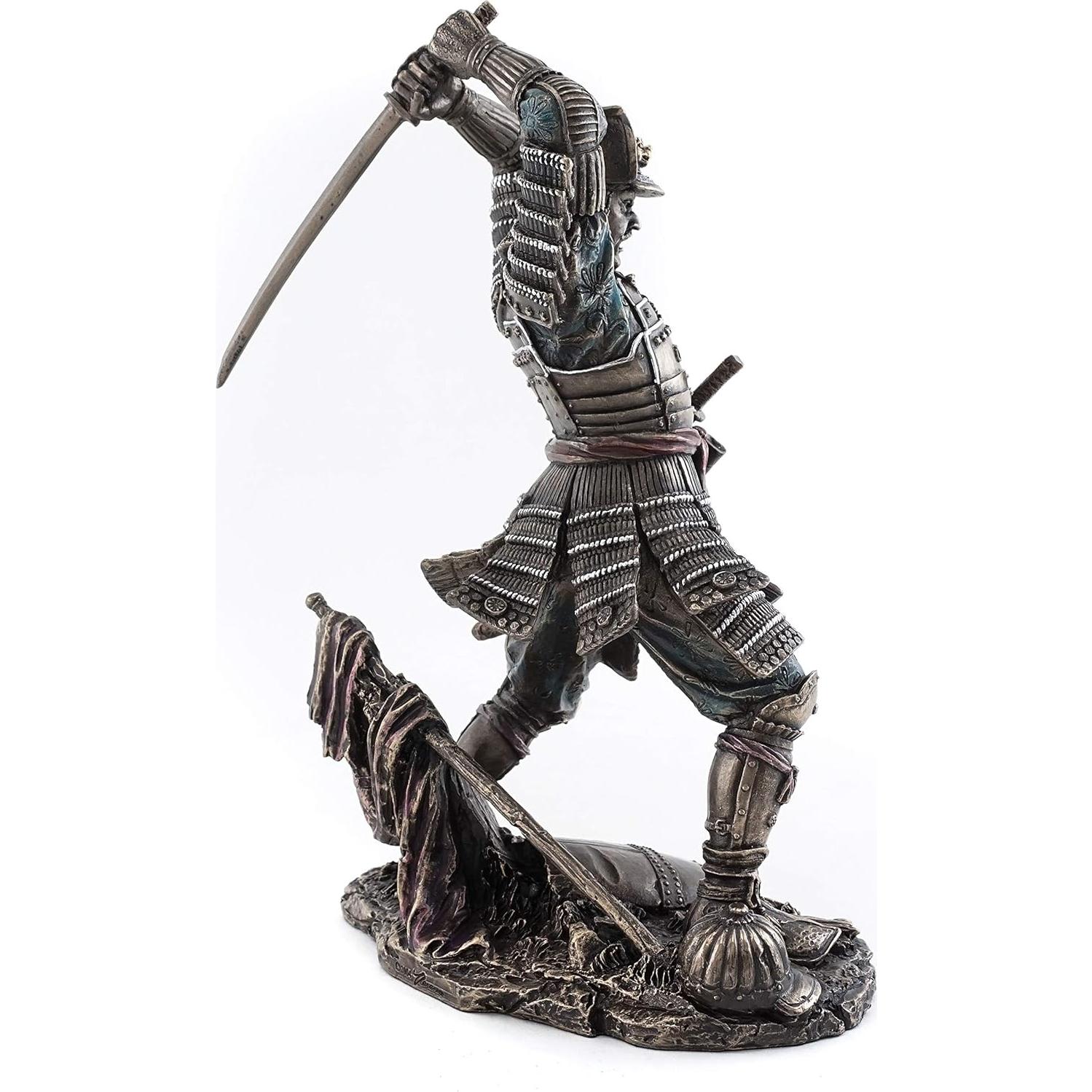 Estatua Guerrero Samurai Bushido JFSM - Escultura 23 cm Bronce Frío