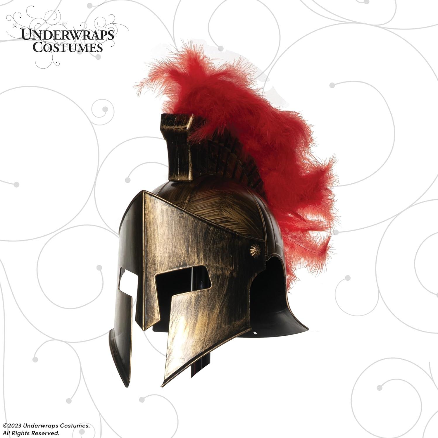 Casco de Gladiador Romano Underwraps para Adultos con Plumas