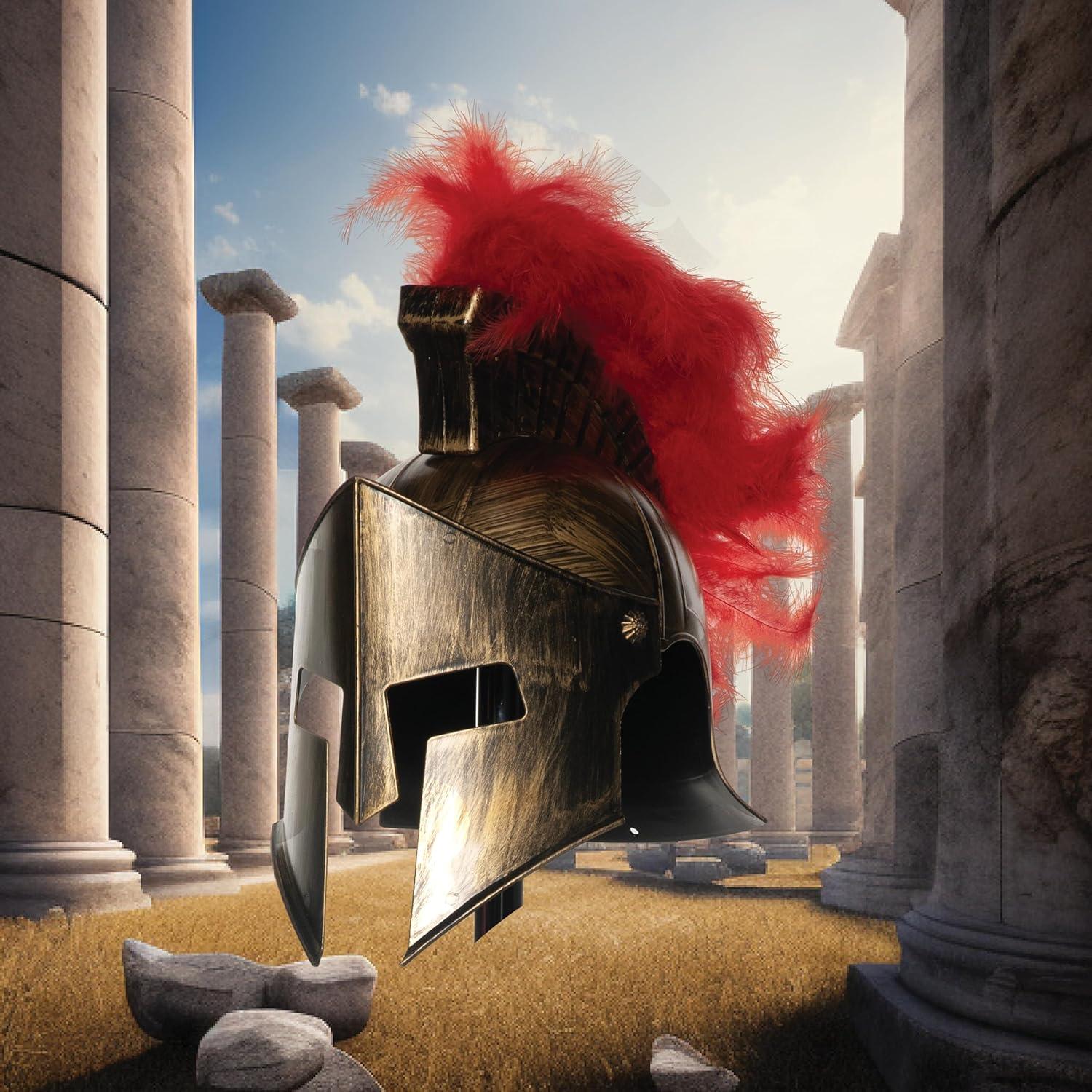 Casco de Gladiador Romano Underwraps para Adultos con Plumas