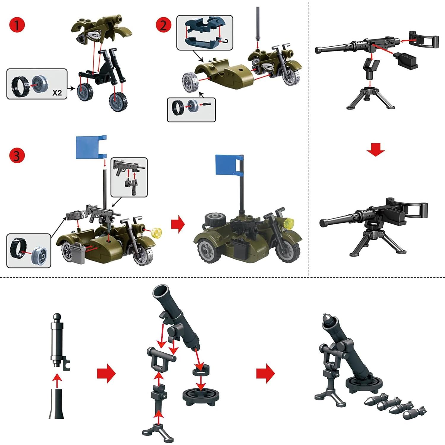 Paquete de Armas Militares Feleph 282 Piezas Segunda Guerra Mundial