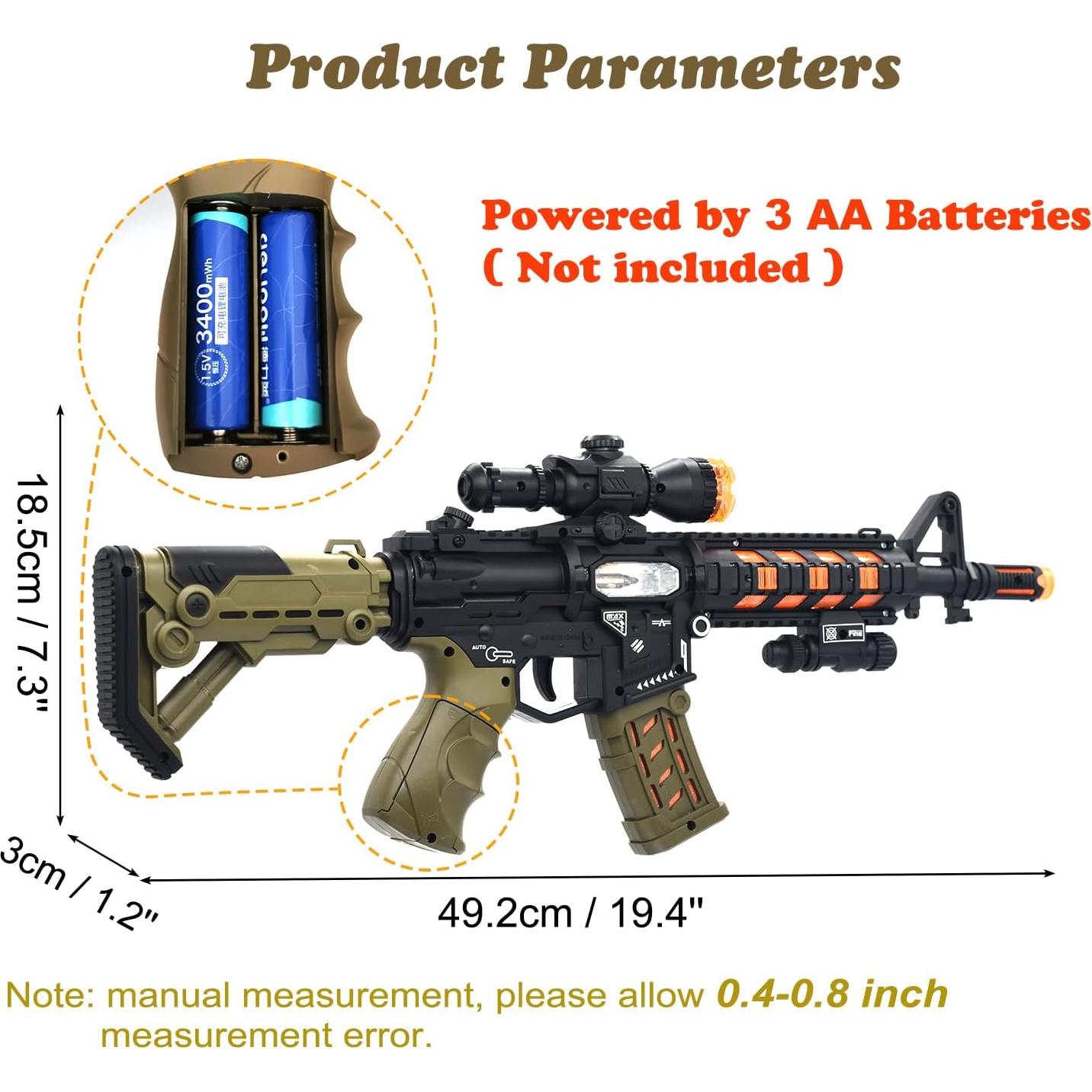Ametralladora Iluminada HWD JQ211 con Sonido y Luz LED