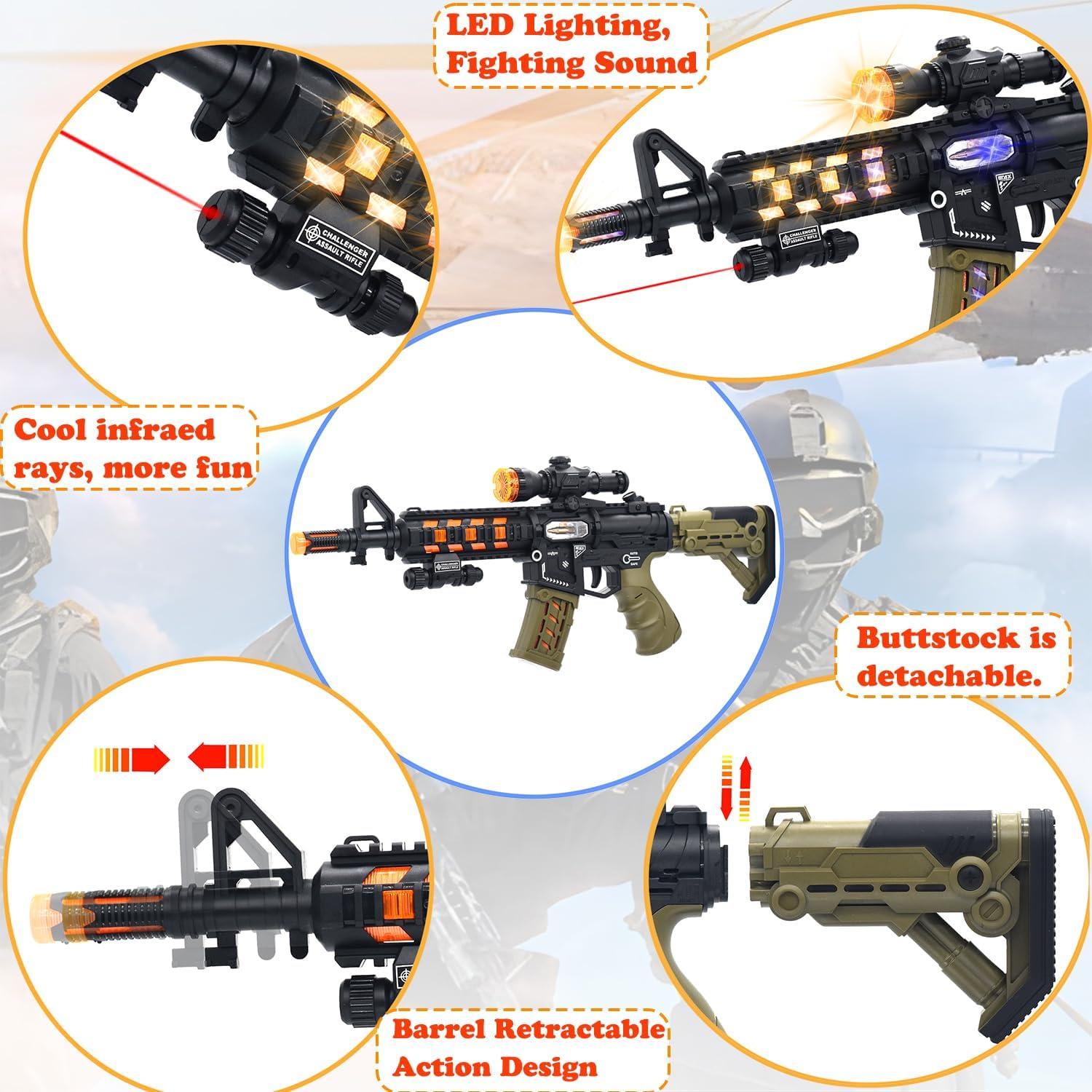 Ametralladora Iluminada HWD JQ211 con Sonido y Luz LED