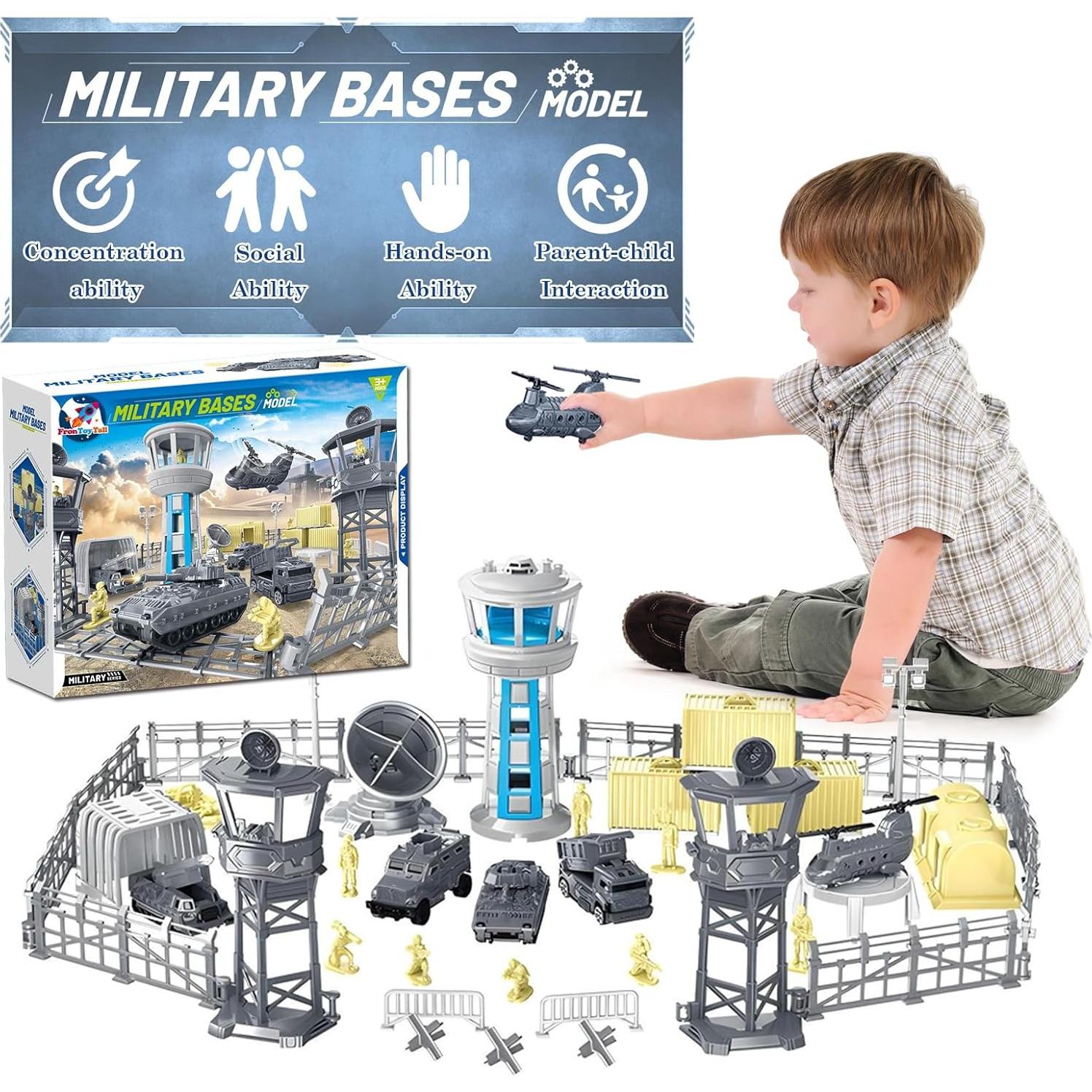 Juego de Juguetes de Base Militar 28 PCS Frontoytall - Tanques, Aviones y Soldados