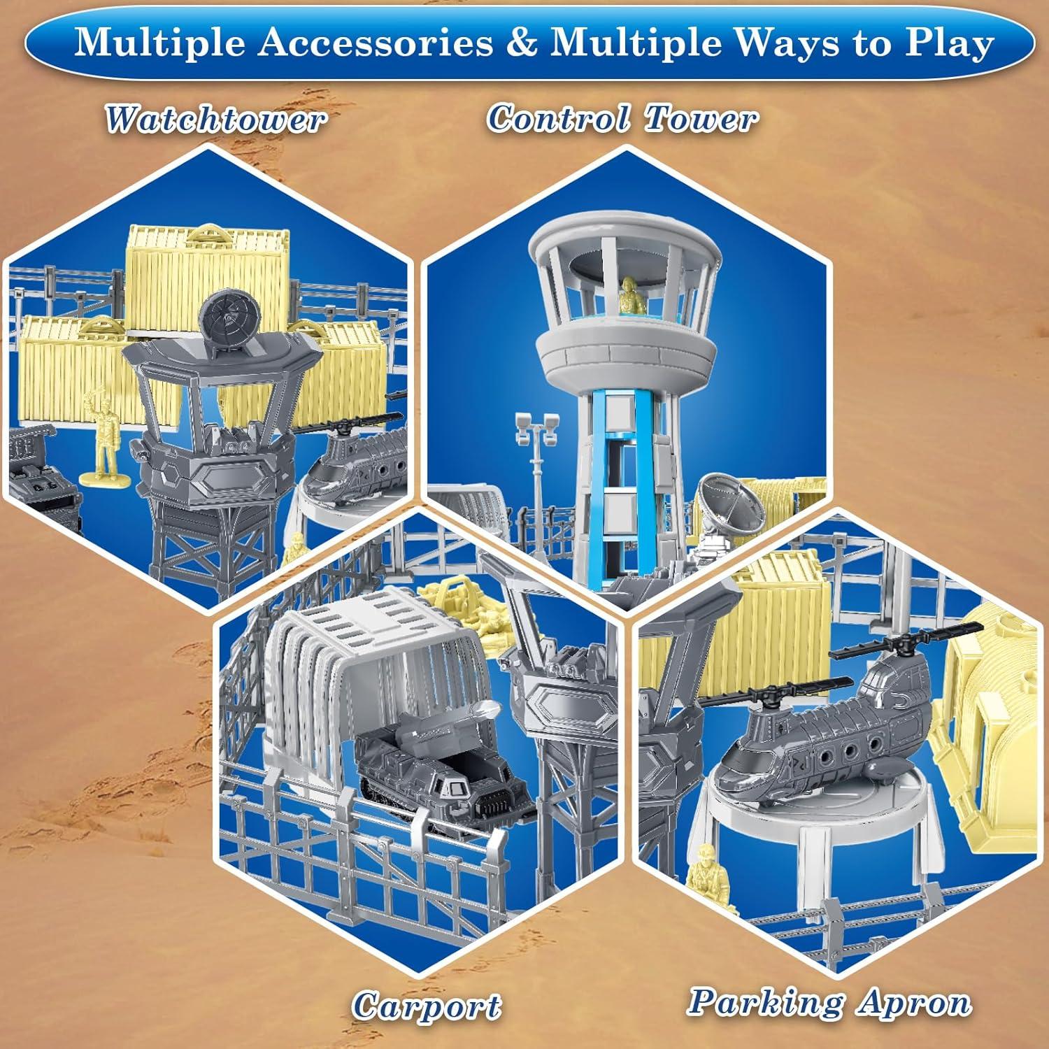 Juego de Juguetes de Base Militar 28 PCS Frontoytall - Tanques, Aviones y Soldados