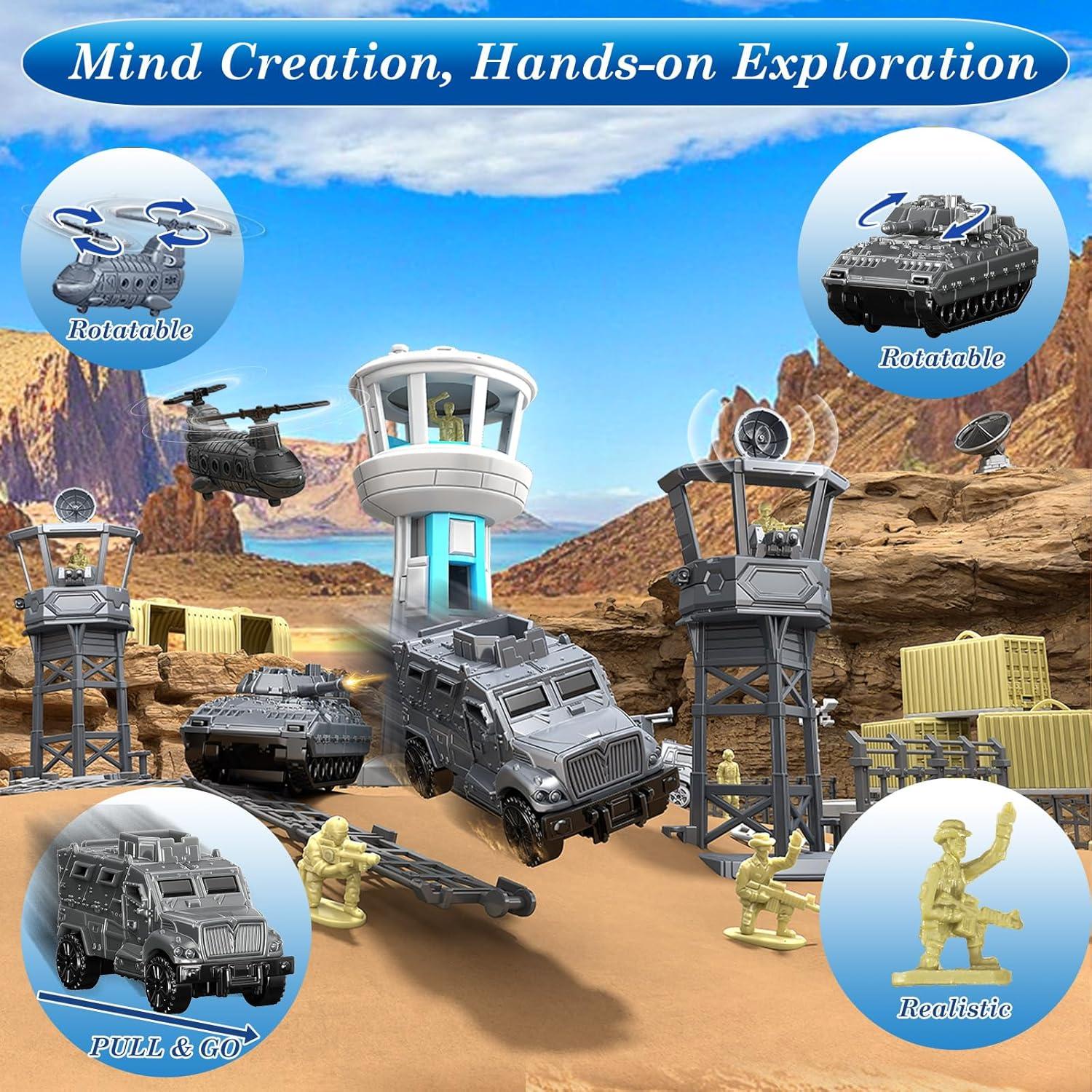 Juego de Juguetes de Base Militar 28 PCS Frontoytall - Tanques, Aviones y Soldados