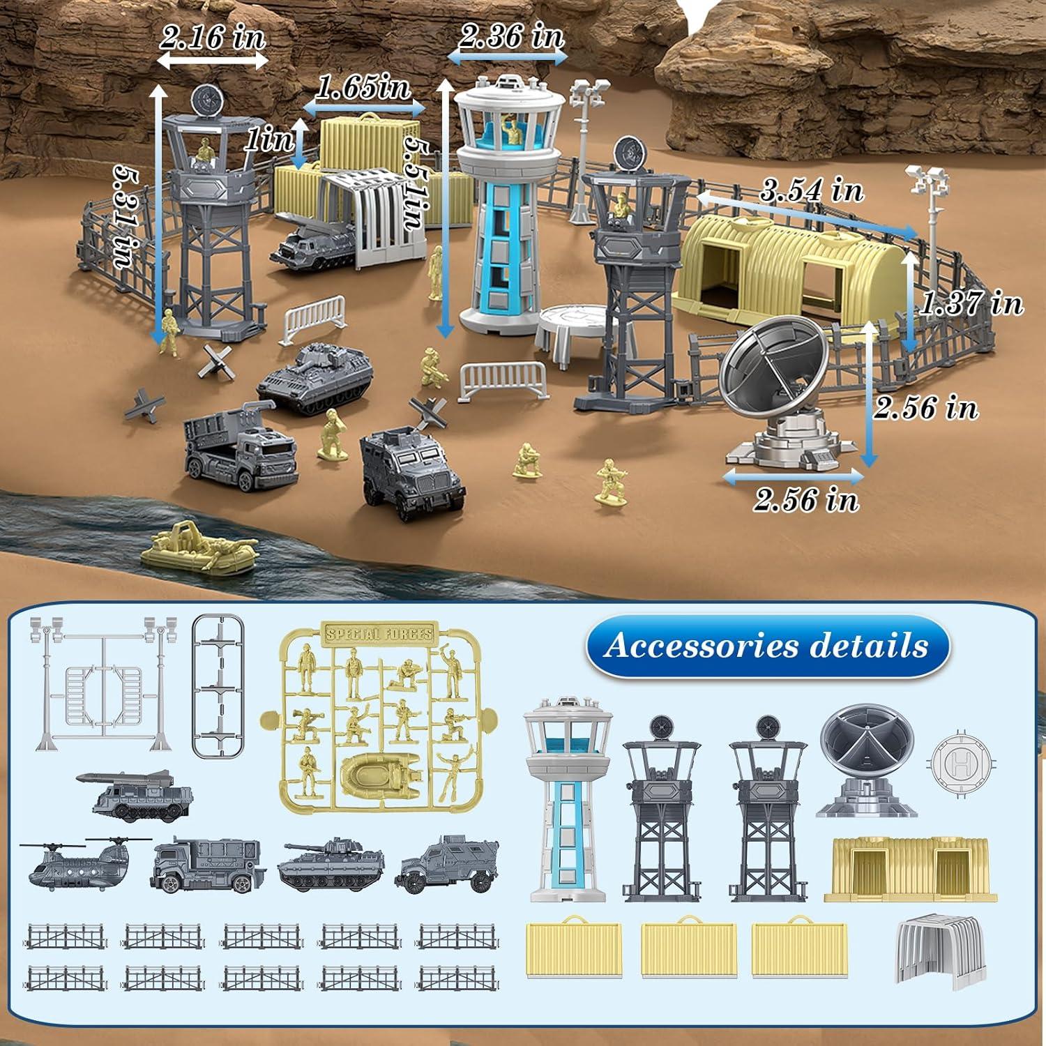 Juego de Juguetes de Base Militar 28 PCS Frontoytall - Tanques, Aviones y Soldados