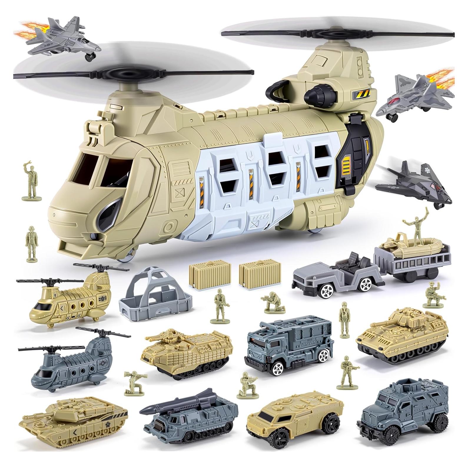 Juego de Juguetes de Helicóptero Militar XDUOYJOY - 25.4 cm