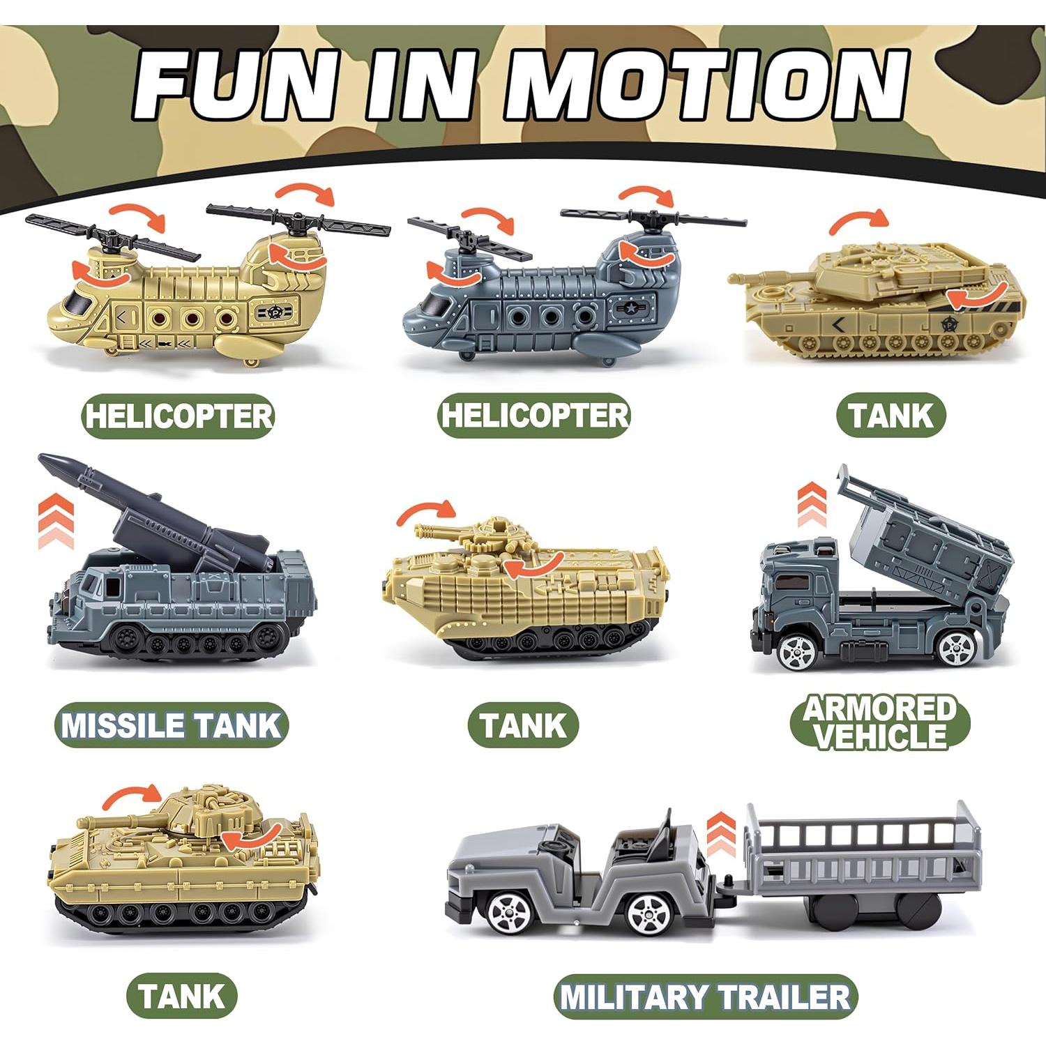 Juego de Juguetes de Helicóptero Militar XDUOYJOY - 25.4 cm