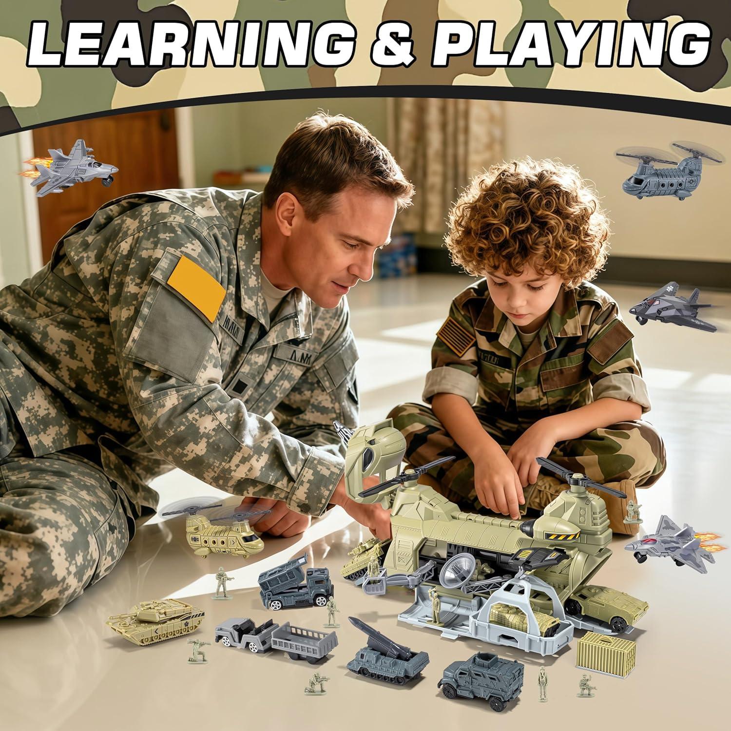 Juego de Juguetes de Helicóptero Militar XDUOYJOY - 25.4 cm