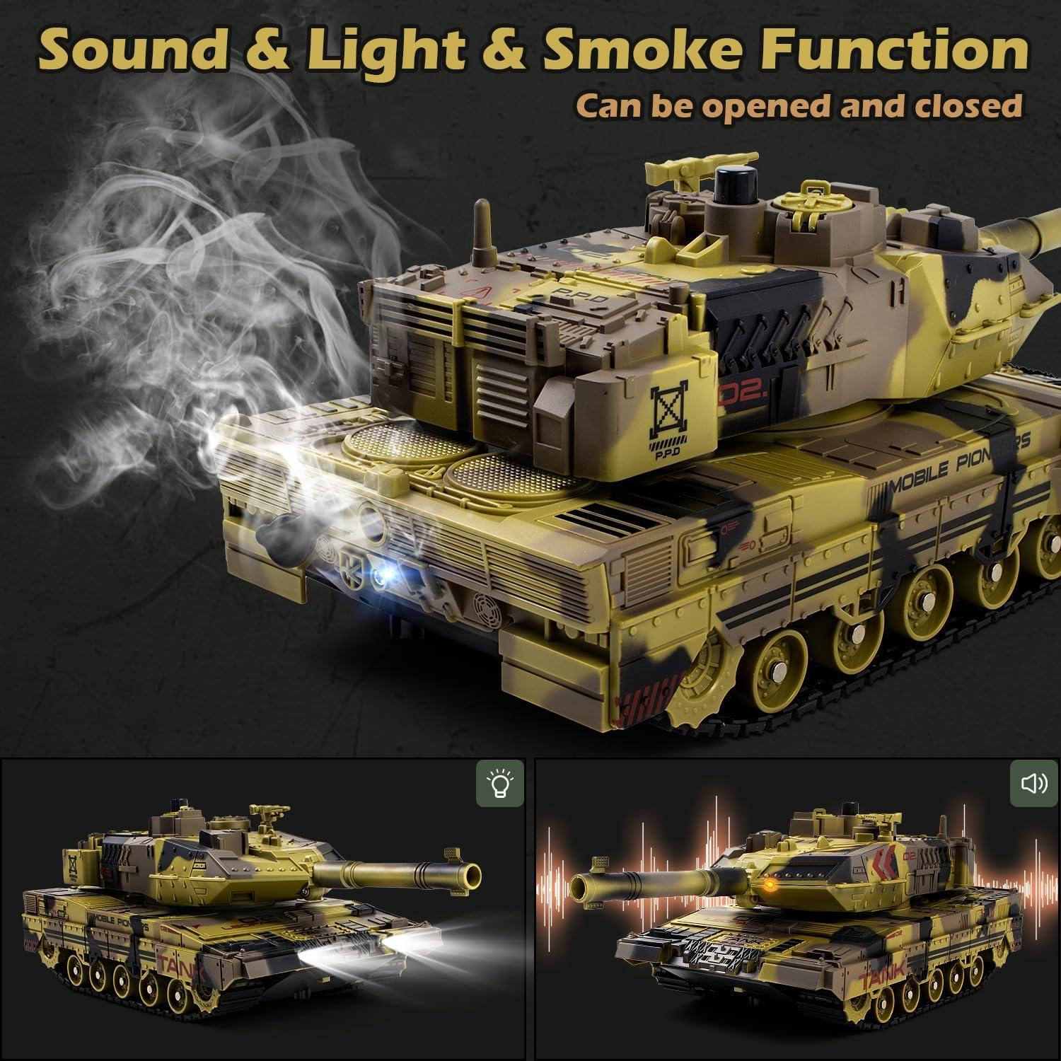 Tanque RC Supdex 1/24 Militar con Sonido, Humo y Luz