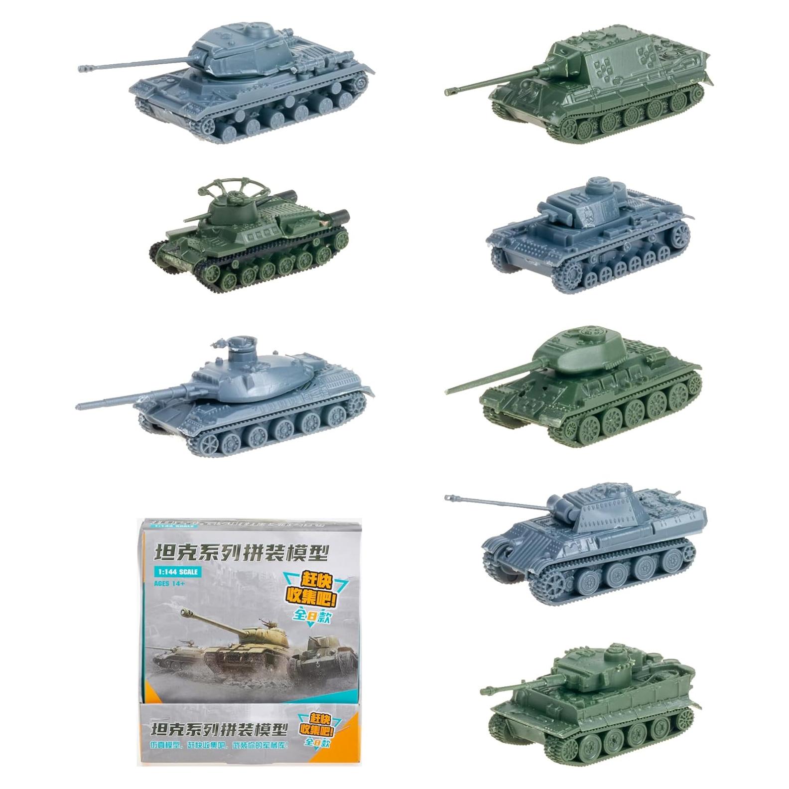 Set de 8 Modelos de Tanques 1:144 4D - T34, Panther, Tiger