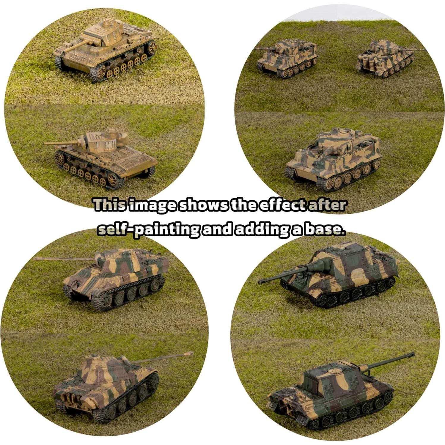 Set de 8 Modelos de Tanques 1:144 4D - T34, Panther, Tiger
