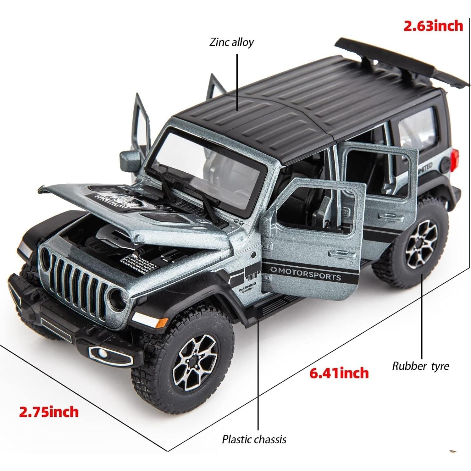 Coche de Juguete Wrangler WAKAKAC 1/32 Metal Retroceso Luz Sonido
