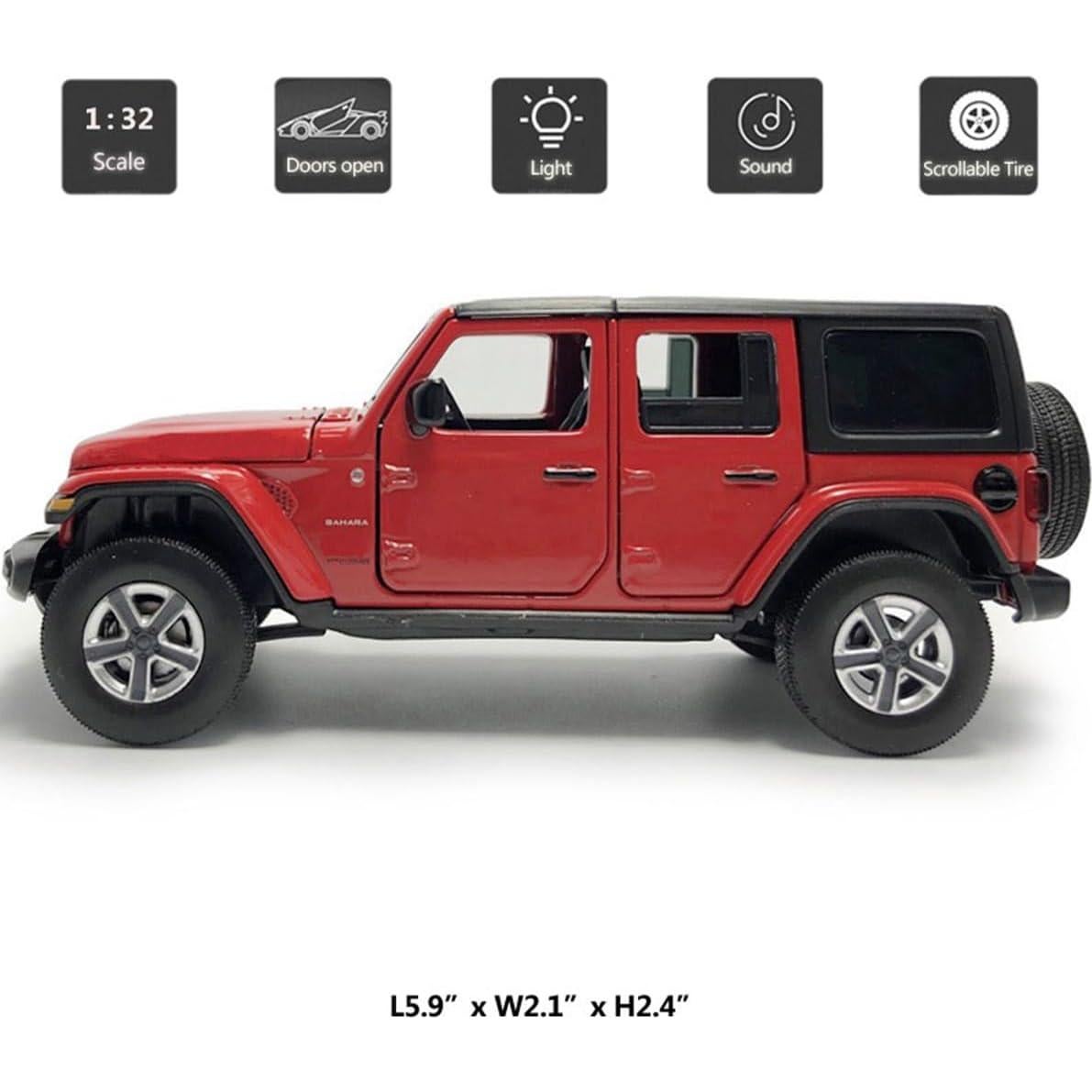 Coche de Juguete Diecast SUV VIIGER Wrangler Sahara 1/32 Rojo