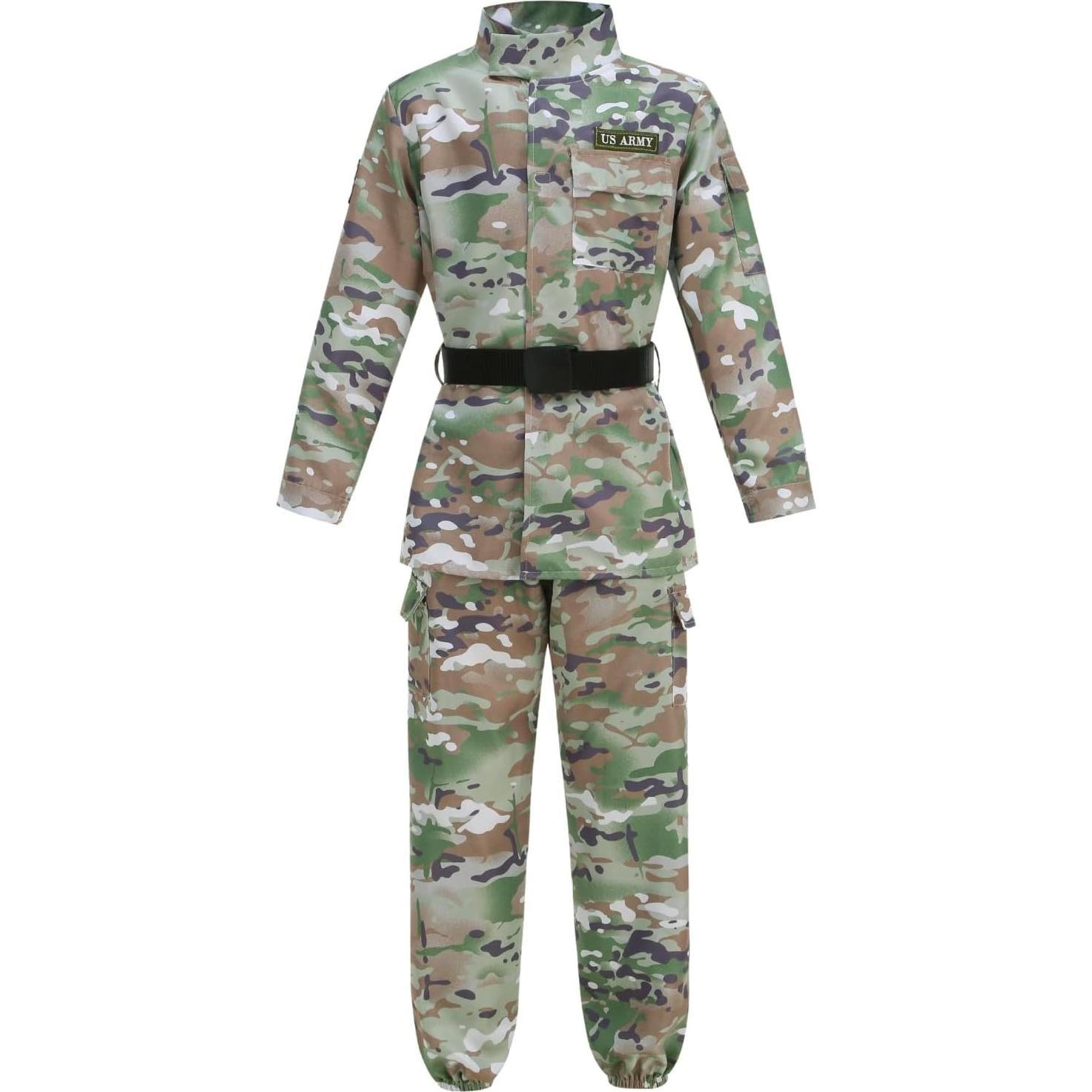 Disfraz Militar Infantil Camuflaje Verde 11 Piezas