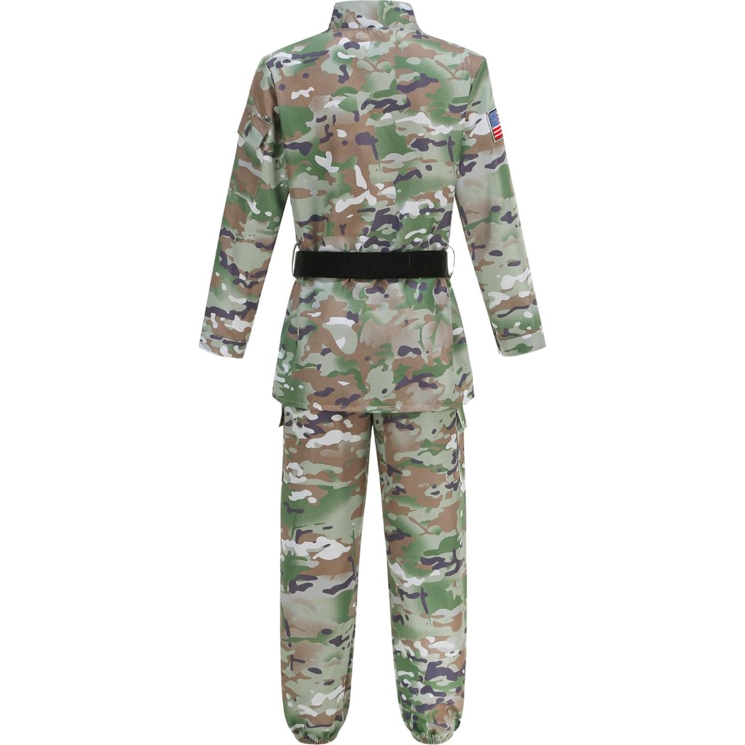 Disfraz Militar Infantil Camuflaje Verde 11 Piezas