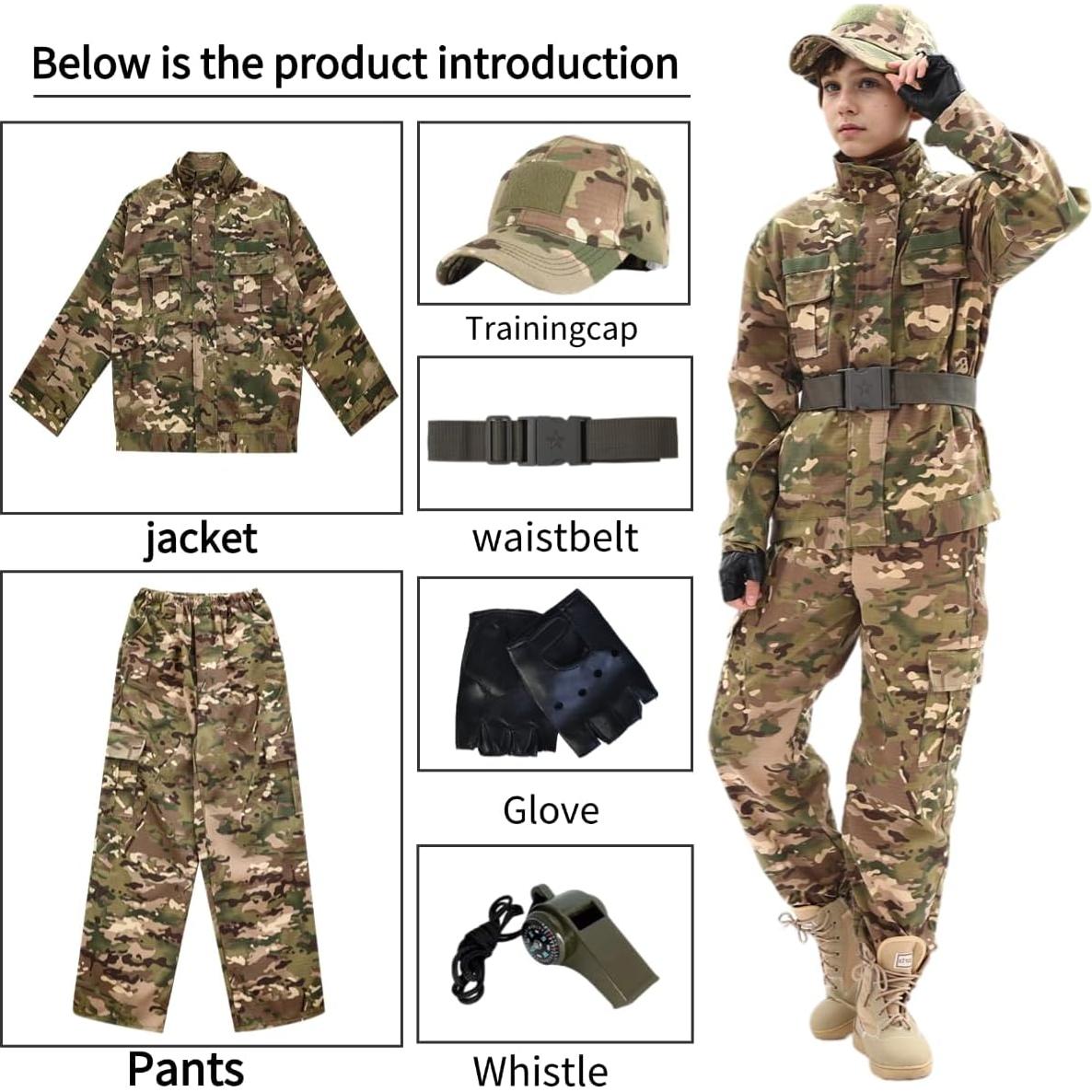 Ropa Táctica para Niños Camuflaje Militar - Uniforme Completo