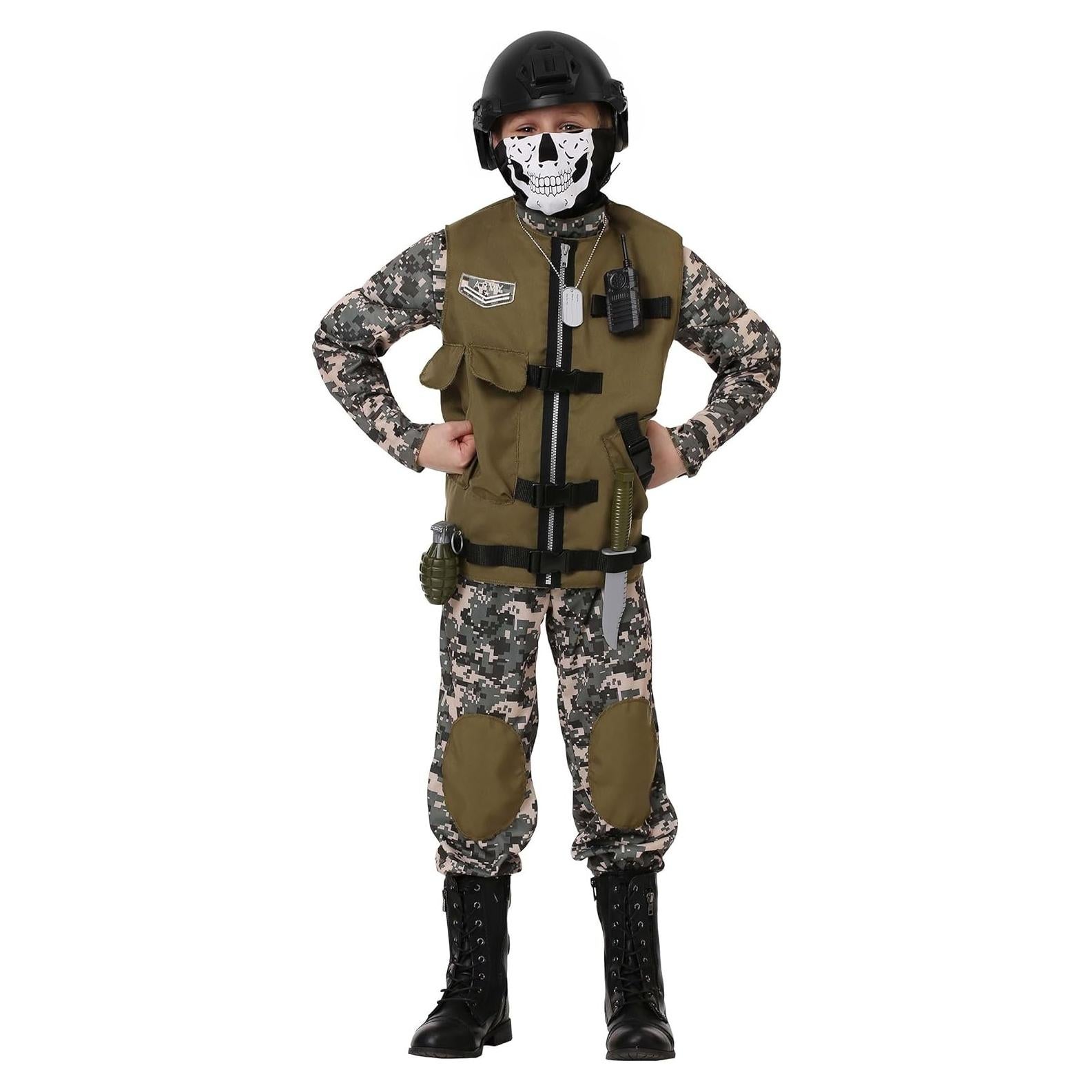 Disfraz de Camuflaje para Niños Extra Grande con Chaleco Táctico