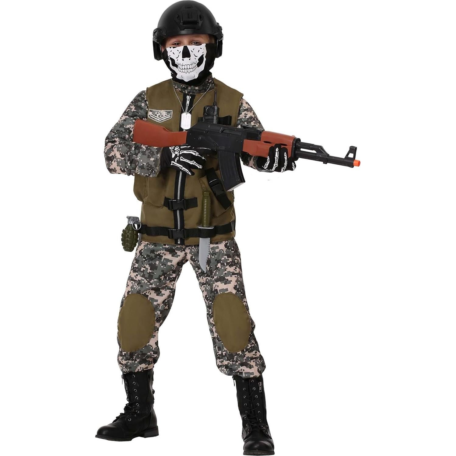 Disfraz de Camuflaje para Niños Extra Grande con Chaleco Táctico