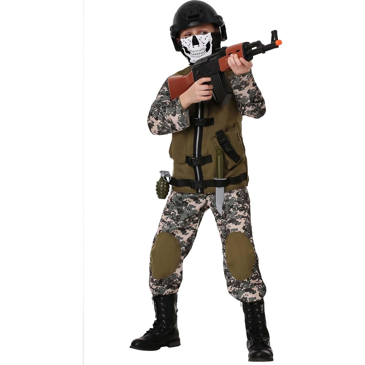 Disfraz de Camuflaje para Niños Extra Grande con Chaleco Táctico