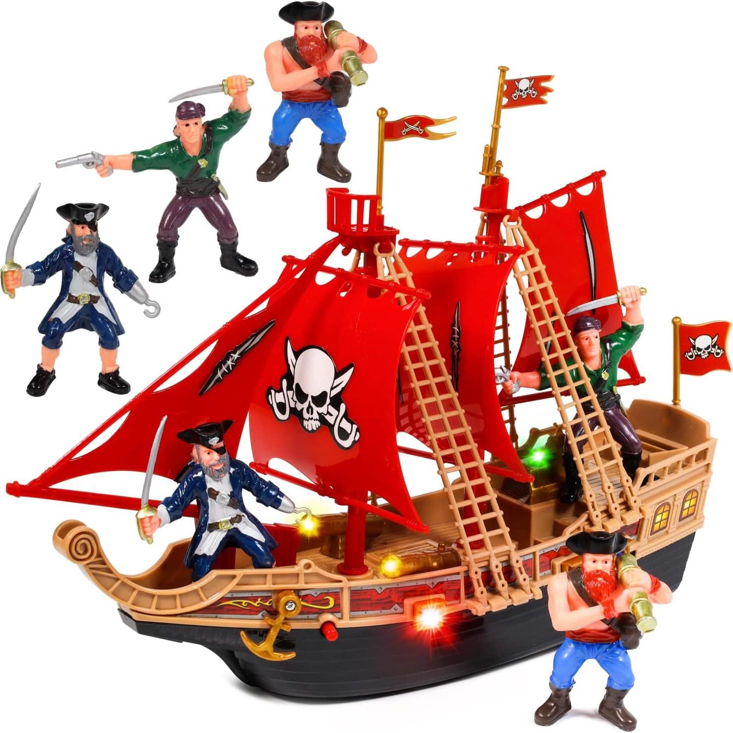Juguete Barco Pirata KidPlay con Luces y Sonidos, Rojo