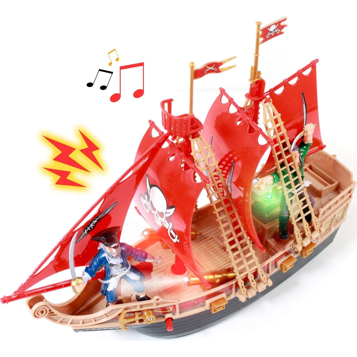 Juguete Barco Pirata KidPlay con Luces y Sonidos, Rojo