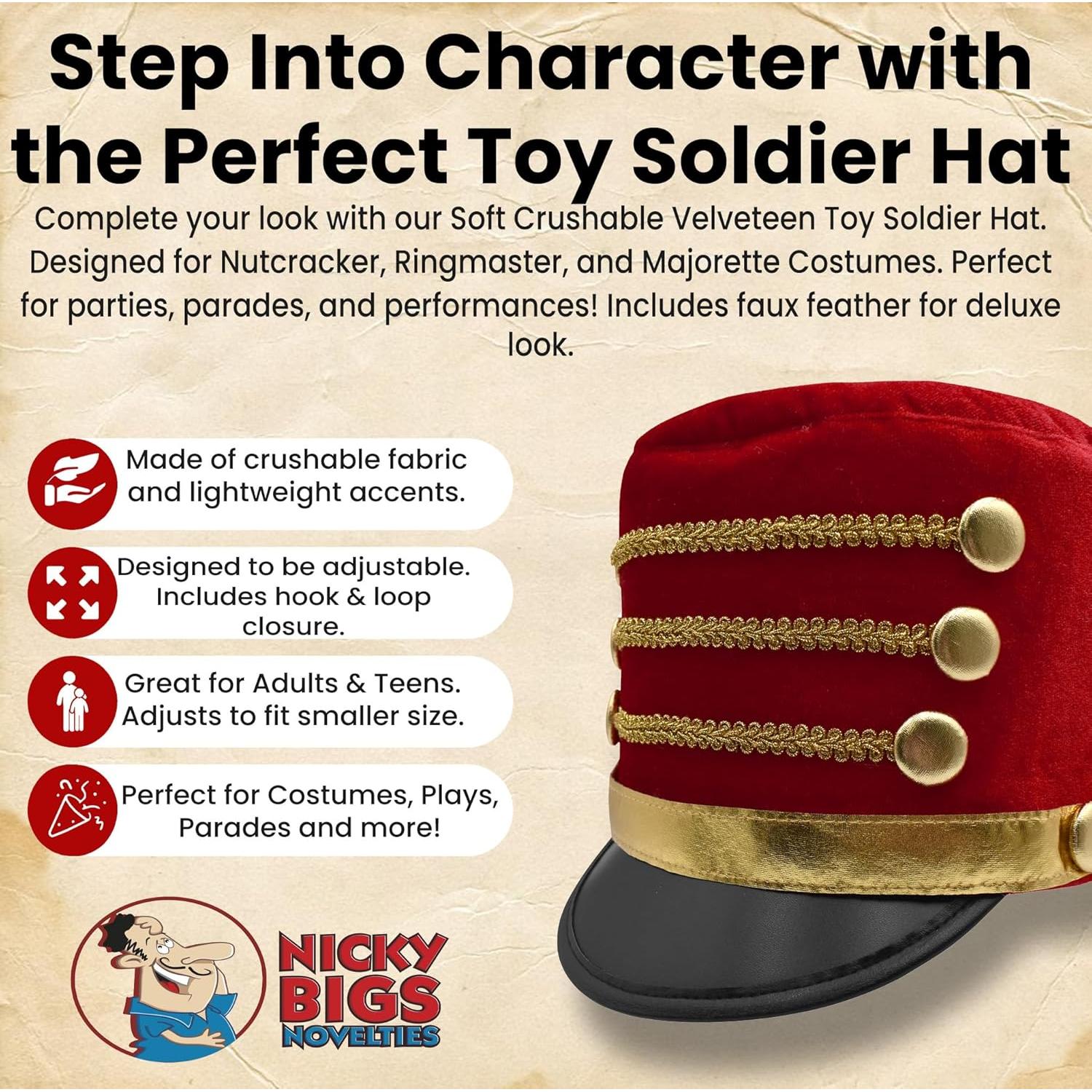 Sombrero de Soldado de Juguete Nicky Bigs Novelties Rojo/Negro