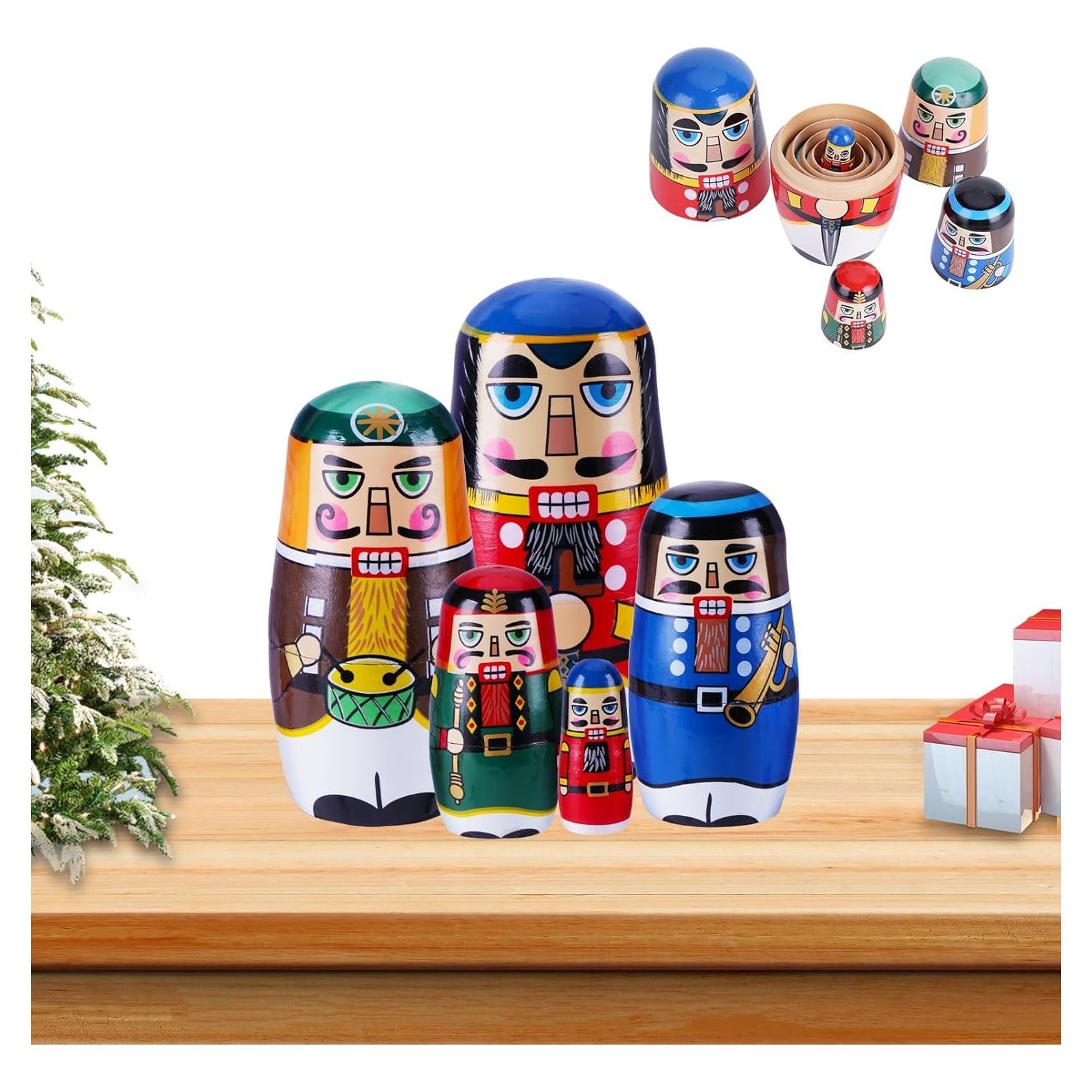 Muñecas Matryoshka de Madera Cascanueces - Juguetes Apilables