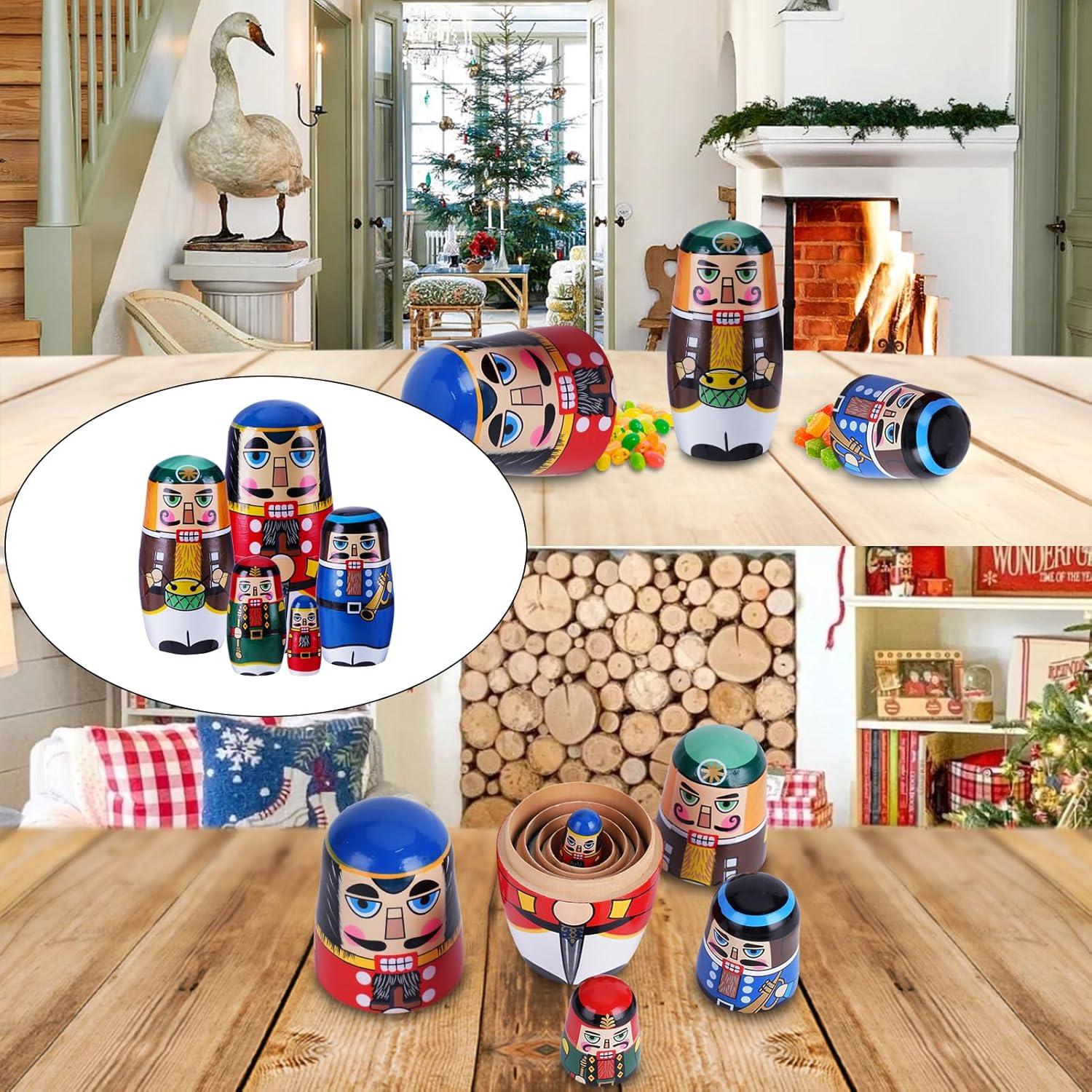 Muñecas Matryoshka de Madera Cascanueces - Juguetes Apilables