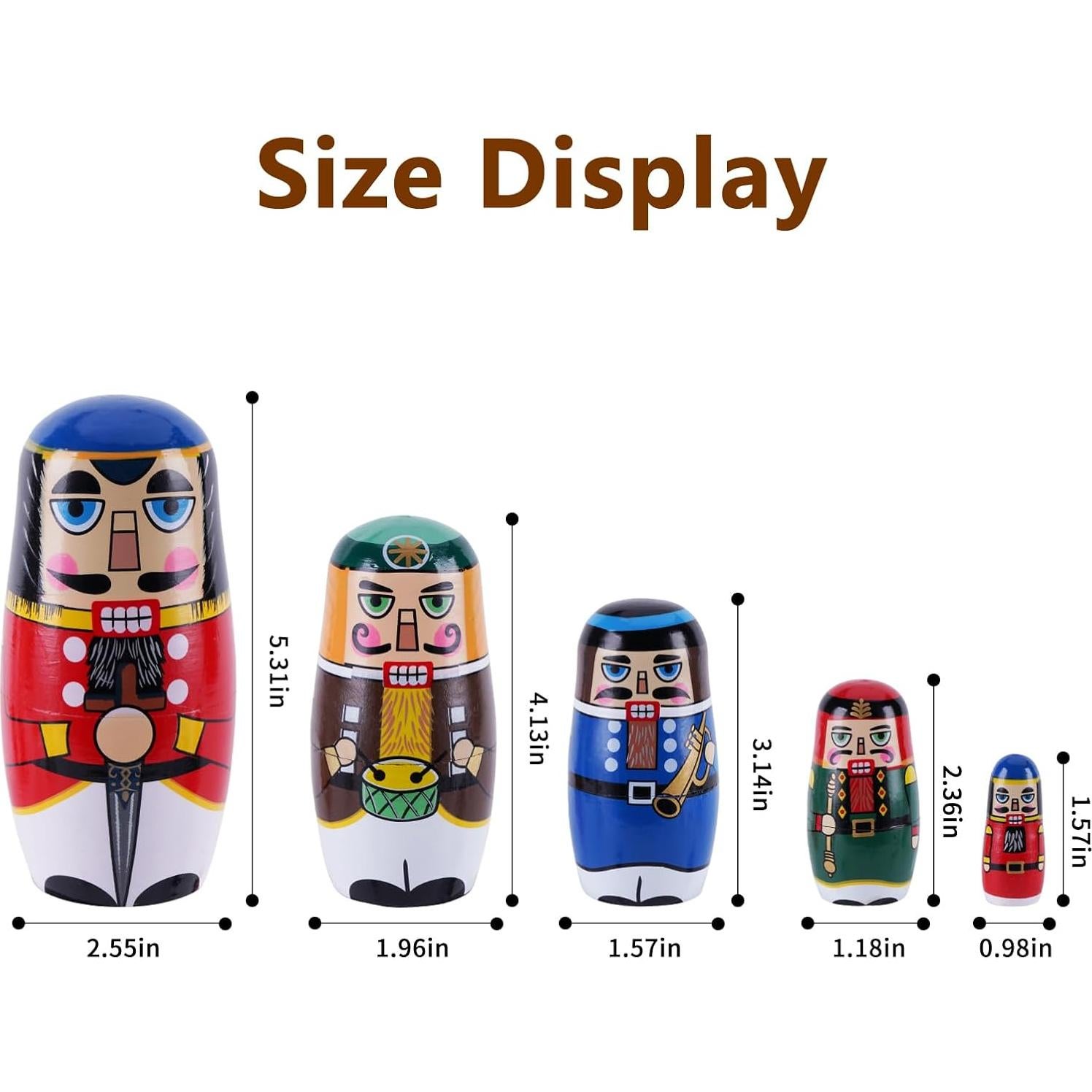 Muñecas Matryoshka de Madera Cascanueces - Juguetes Apilables