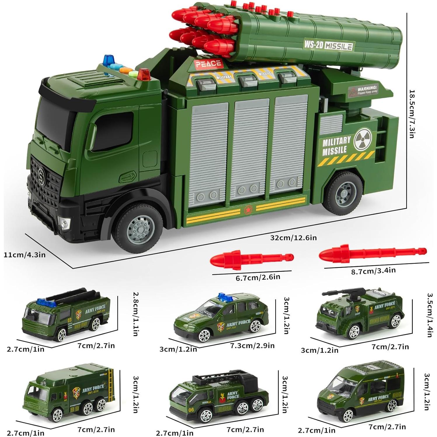 Camión Militar con 8 Misiles y 6 Mini Juguetes - Shenzhen Tubaosiji