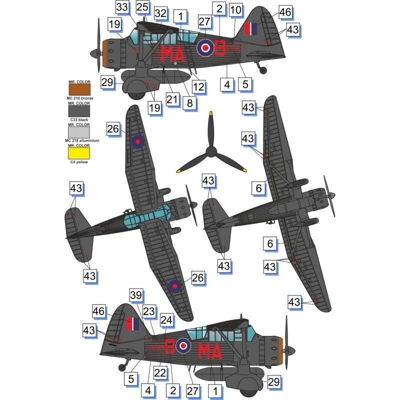 Kit de Modelo de Plástico Dora Wings Lysander Mk.III 1/72